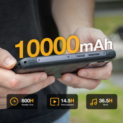 AGM H Max z zmogljivo baterijo 10.000 mAh omogoča do 800 ur pripravljenosti in dolgotrajno uporabo.