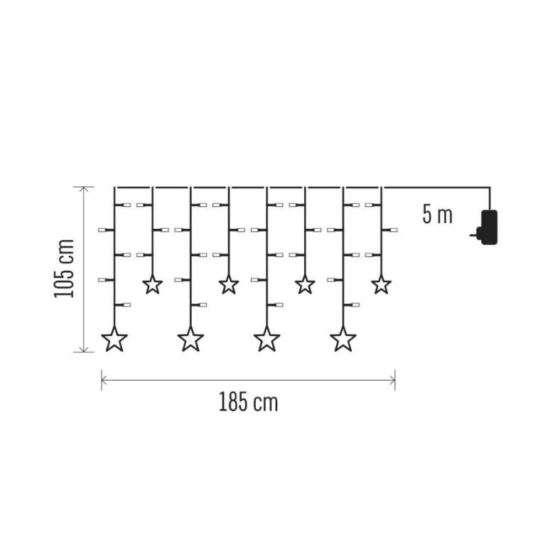 Božični zastor zvezde Emos, LED, 185x105 cm, notranji, topla bela