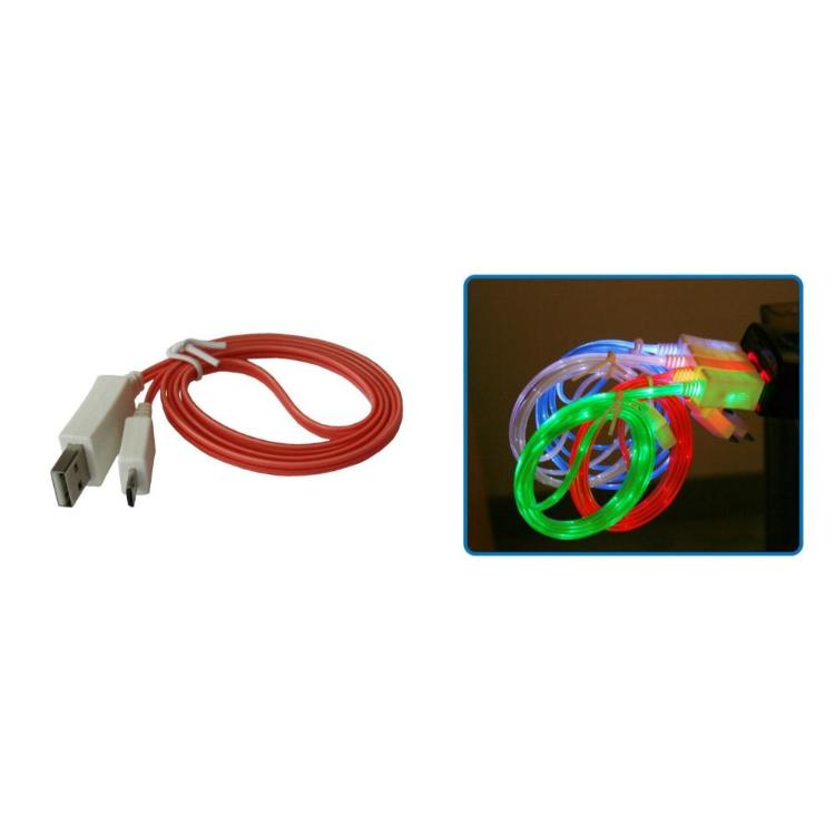 Podatkovni kabel MicroUSB - rdeč z lučko