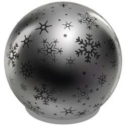 Božična steklena krogla snežinke LED, 12 cm, 3x AA, notranji, topla bela