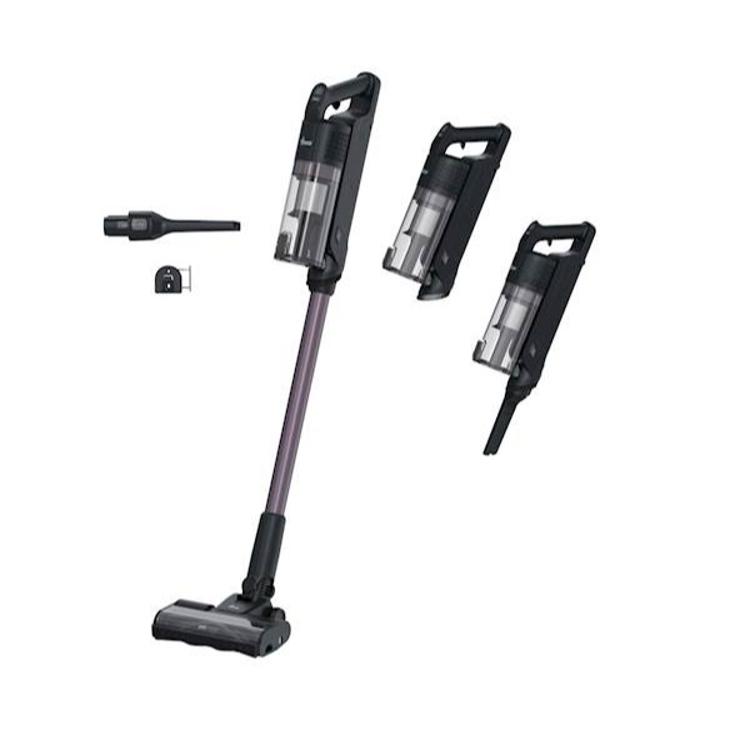 Hoover HF1M10H sesalnik z dodatki, prikaz pokončne in ročne uporabe z ozkim nastavkom.