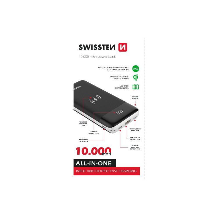 Prenosna baterija Swissten All - in - one, 10000 mAh
