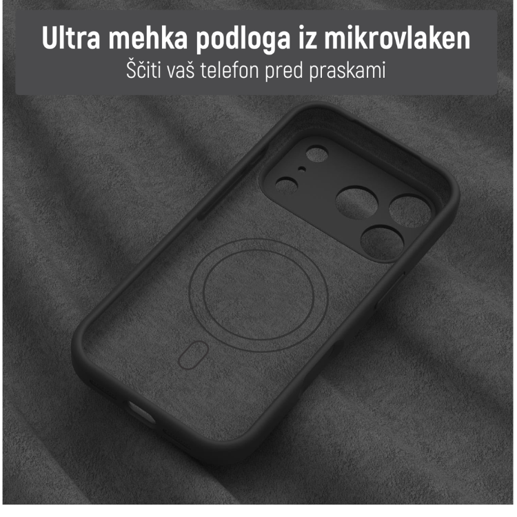 Notranjost rumenega ovitka N‑Soft Magnetic z mehko podlogo iz mikrovlaken za zaščito telefona pred praskami.