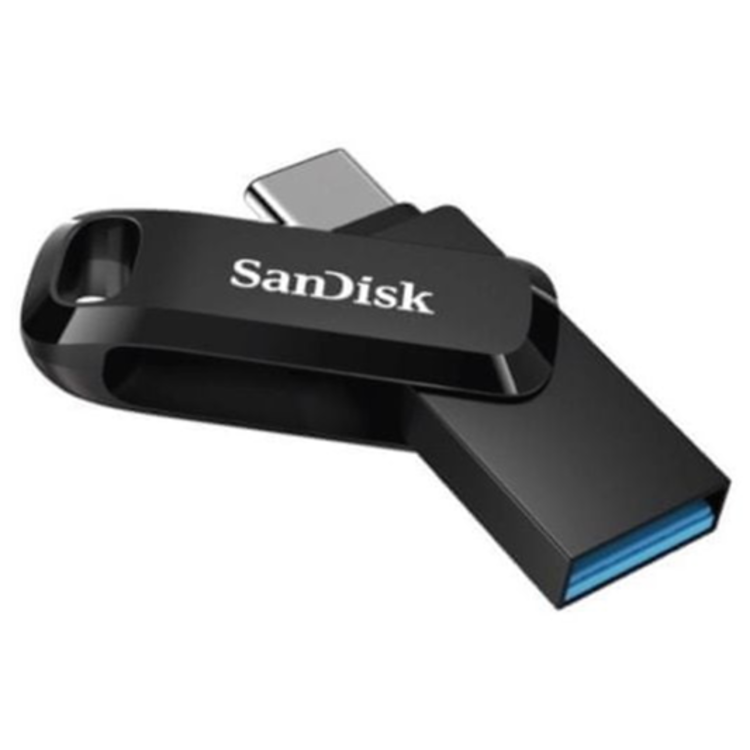 USB ključ SanDisk USB-C, USB-A, 128GB Ultra Dual GO, 3.1/3.0, b do 150 MB/s, črn