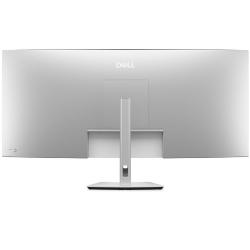 Zadnja stran Dell UltraSharp U5226KW 52‑palčnega ukrivljenega monitorja z elegantnim srebrnim stojalom in sistemom za urejanje kablov.