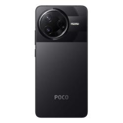 POCO F7 PRO pametni telefon črn z velikim krožnim modulom kamer, trojno kamero in minimalističnim dizajnom