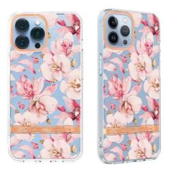 Gumiran ovitek (TPUP) za Apple iPhone 14 Pro Max, flowers, roza