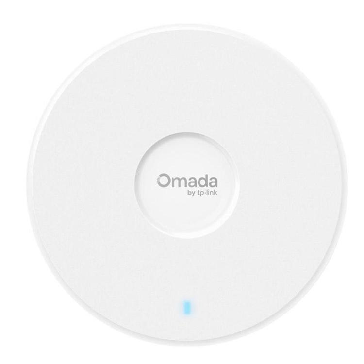 Dostopna točka TP-Link Omada z elegantno stropno zasnovo, diskretno belo površino in LED-indikatorjem omogoča zanesljivo ter hitro brezžično omrežno povezljivost v poslovnih in javnih okoljih.