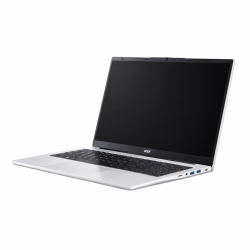 Stranski sprednji pogled odprtega prenosnika Acer z velikim zaslonom, tankimi robovi in črno tipkovnico.