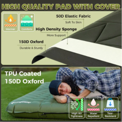 Visokokakovostna dvojna kamping blazina KingCamp z gosto peno, TPU prevlečenim oxford materialom ter vodoodporno in trpežno površino.