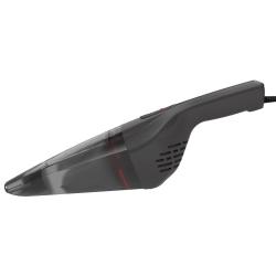 Ročni sesalnik Black+Decker Dustbuster, bočni pogled z ozkim nastavkom in prozorno posodo za prah.