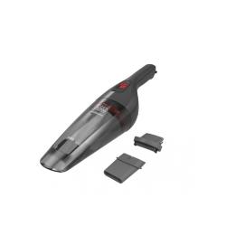 Ročni sesalnik Black+Decker z dodatnimi nastavki, prikaz šobe za reže in krtače za čiščenje.