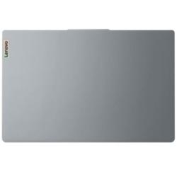 Zaprt srebrn prenosnik Lenovo IdeaPad Slim 3 od zgoraj, minimalističen dizajn z logotipom na vogalu.
