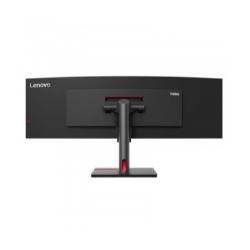 Lenovo ThinkVision P49w‑30, zadnja stran 49" ukrivljenega monitorja, ergonomsko stojalo, ThinkVision dizajn.