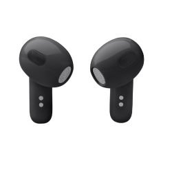 Brezžične ušesne slušalke JBL črne barve, pogled z zadnje strani