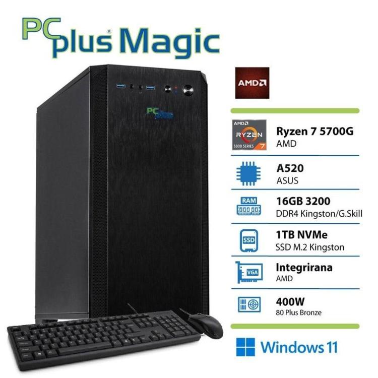 Namizni računalnik PCPLUS Magic Ryzen 7 5700G 16GB 1TB Windows 11 Home