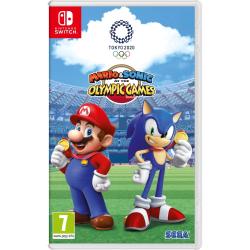 Igra Mario & Sonic at the Olympic Games Tokyo 2020 za Nintendo Switch v fizični embalaži, z likoma Mario in Sonic na olimpijskem stadionu ter oznako PEGI 7.