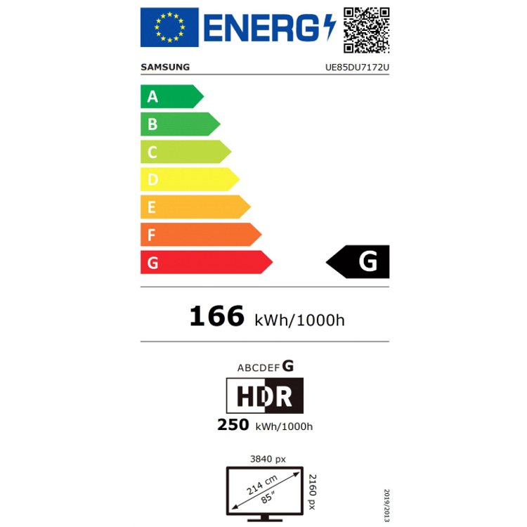 Televizija Samsung 85DU7172, 4K UHD, Smart TV, diagonala 215.9 cm 