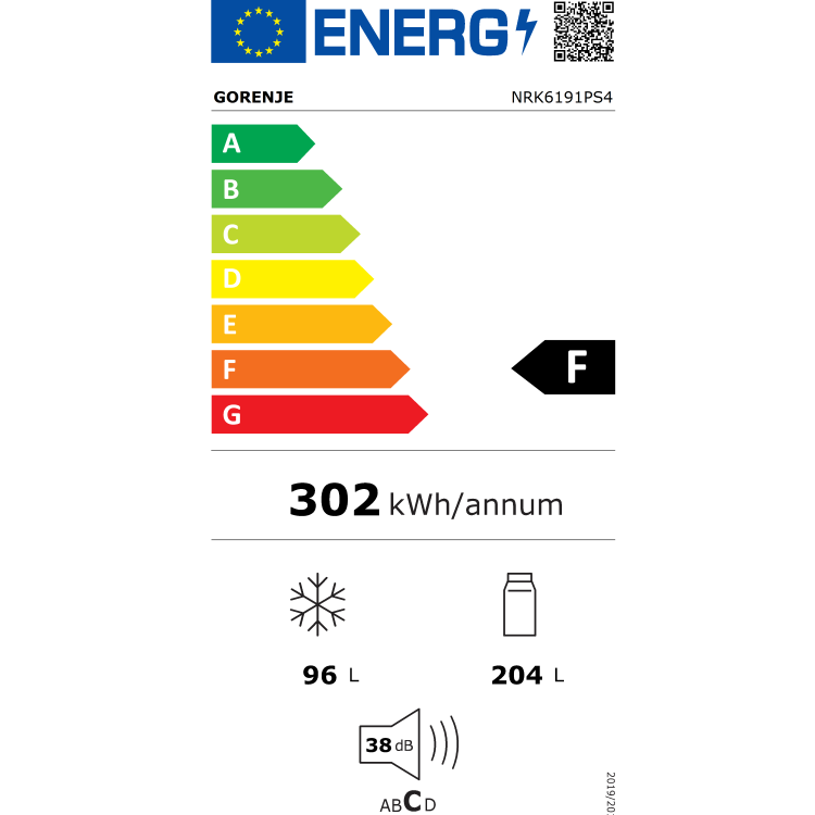 Hladilnik z zamrzovalnikom Gorenje NRK6191PS4-5