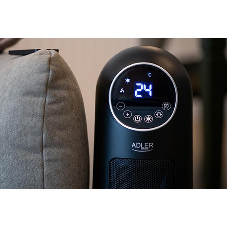 Keramični pokončni grelnik Adler LCD 2200W, črn