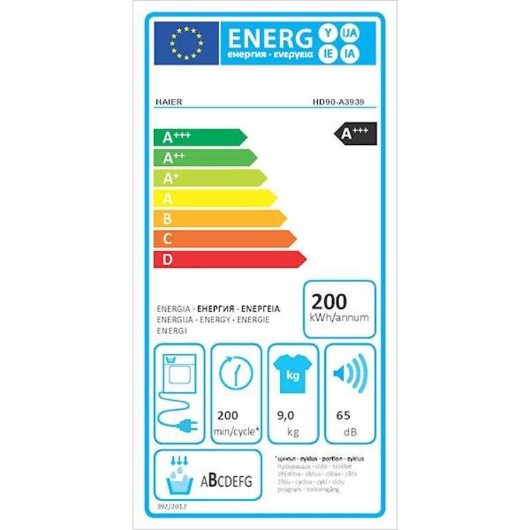 Sušilni stroj HAIER HD90-A3959-S, 9kg, A+++