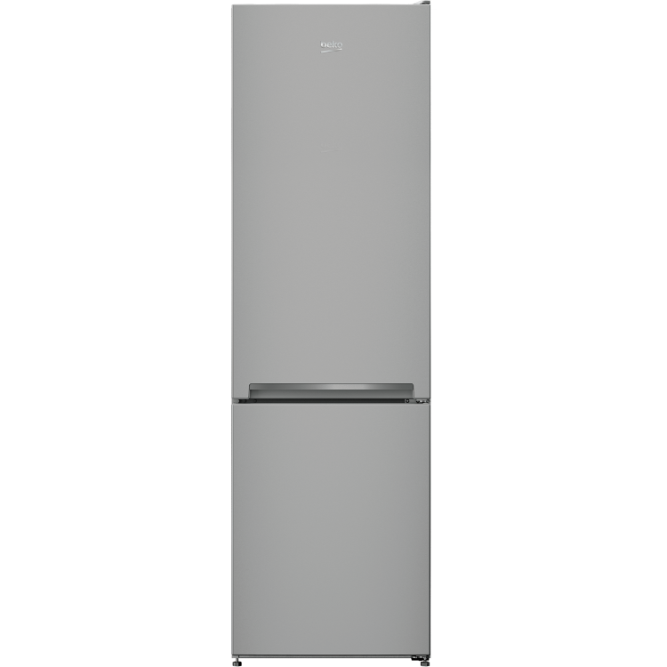Beko kombinirani hladilnik v srebrni barvi z zamrzovalnikom spodaj in minimalističnim dizajnom