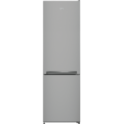 Beko kombinirani hladilnik v srebrni barvi z zamrzovalnikom spodaj in minimalističnim dizajnom
