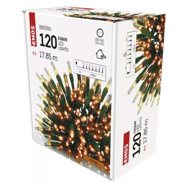 Božična veriga tradicionalna, 120 LED, 17,85 m, zunanja in notranja, vintage_2