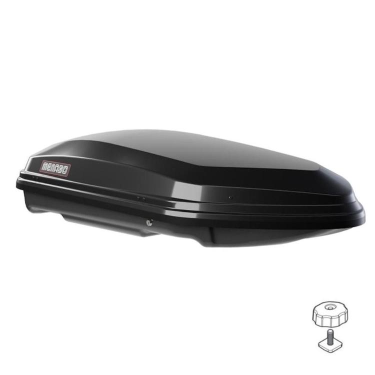 Strešni kovček Menabo v črni barvi z aerodinamično obliko.