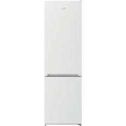 Beko kombinirani hladilnik RCNA305K40WN v beli barvi z zamrzovalnikom spodaj, integriranimi ročaji in minimalističnim dizajnom