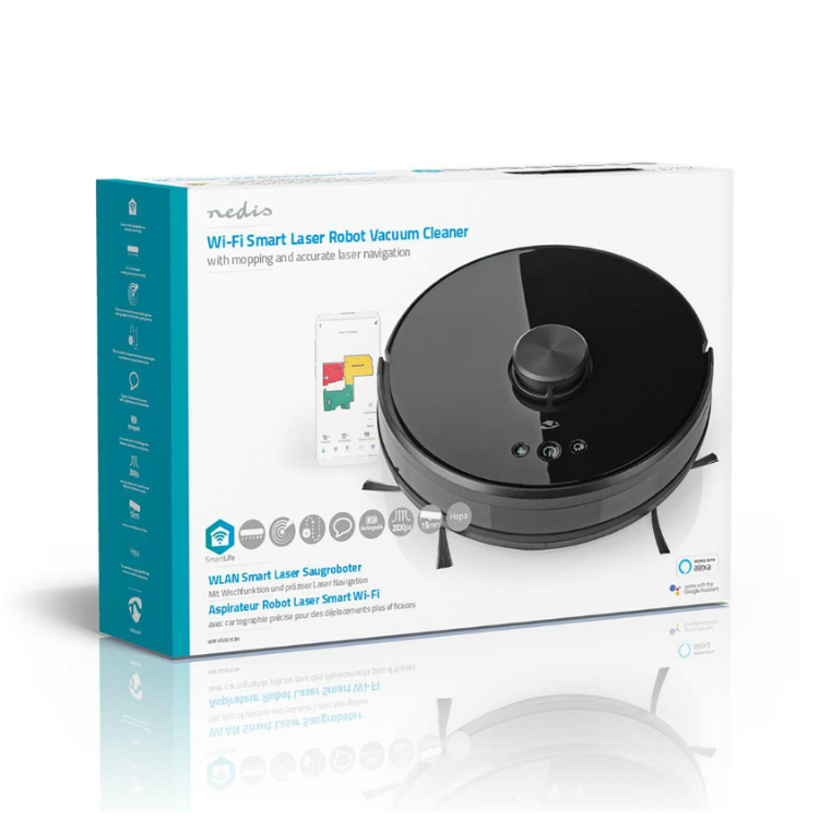 Robotski sesalnik Nedis WIFIVCL001CBK WIFI 3V1
