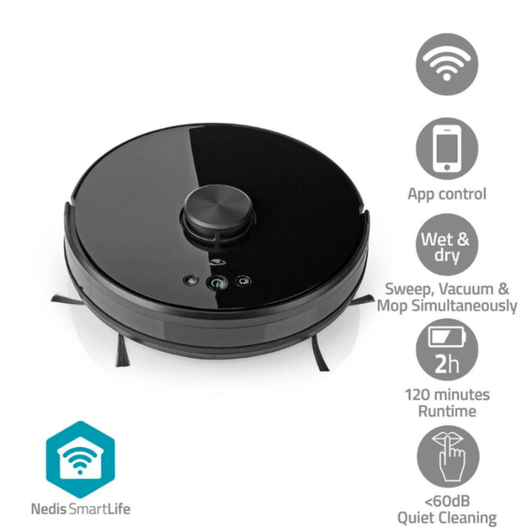 Robotski sesalnik Nedis WIFIVCL001CBK WIFI 3V1