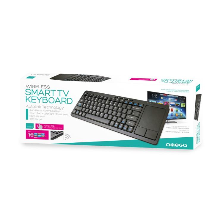 Brezžična tipkovnica za SMART TV Omega s sledilno ploščico na dotik, do 10m_1