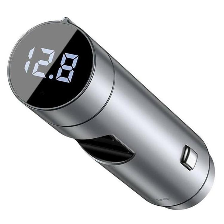 Avto polnilec in FM oddajnik Baseus Energy, 2x USB Type-A, Bluetooth (srebrn)