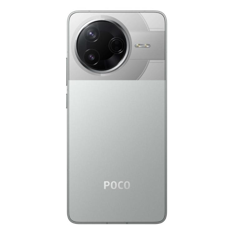 POCO F7 PRO pametni telefon siv z velikim krožnim modulom kamer in minimalističnim dizajnom