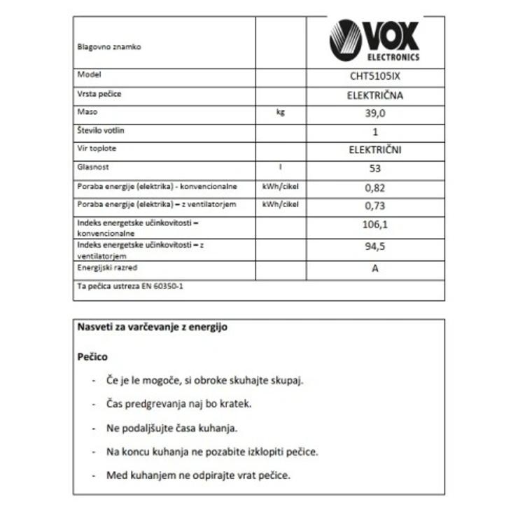 Steklokeramični štedilnik VOX CHT5105 IX, 4x steklokeramika