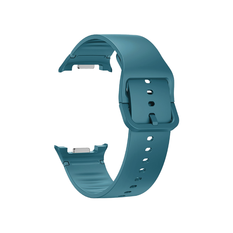 Moder silikonski pašček Samsung za Galaxy Watch, mehak material, klasična zaponka in nastavljive luknje.