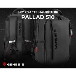 GENESIS Pallad 510, sprednji in hrbtni pogled nahrbtnika z oblazinjenimi naramnicami.