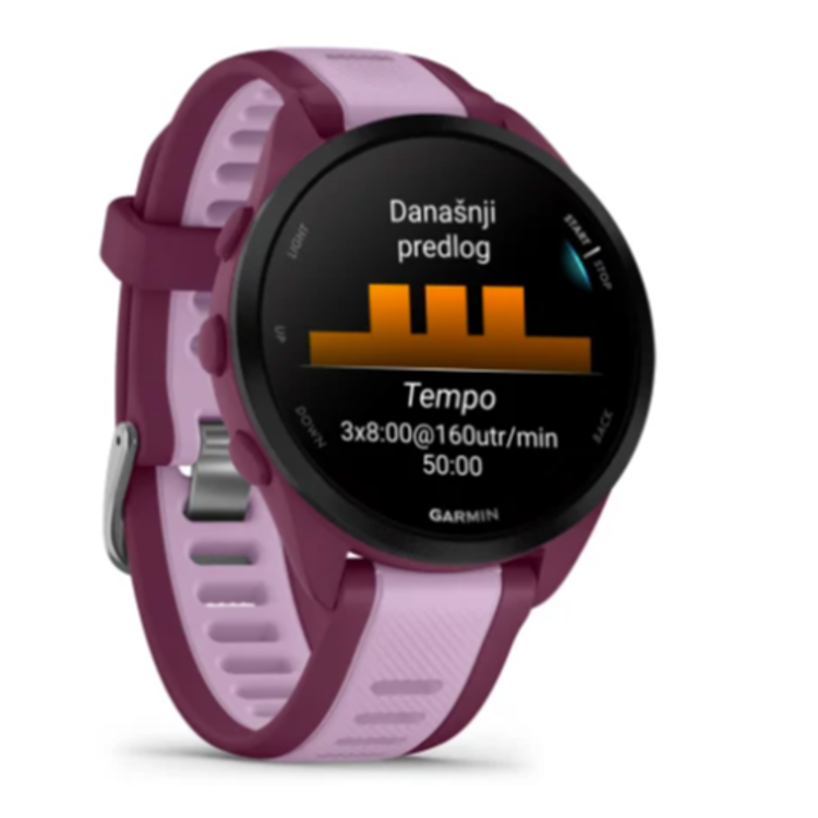 Pametna ura Garmin Forerunner 165 Music, temno vijoličen/svetlo vijoličen