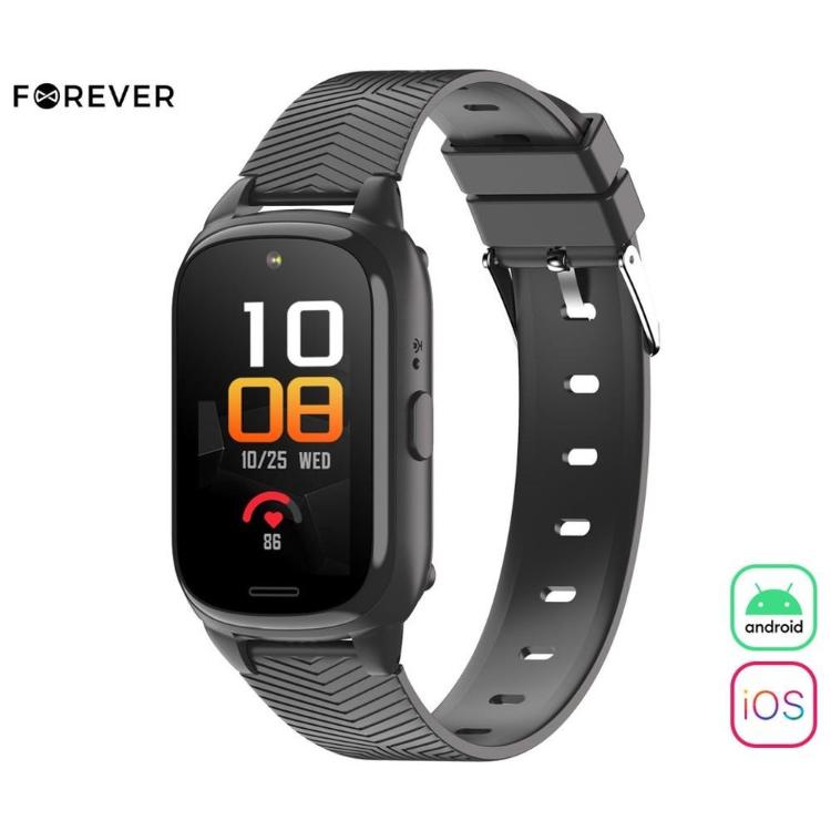 Starostniška / otroška pametna ura Forever Siva ST-100 4G LTE, 1.47'' zaslon, črna
