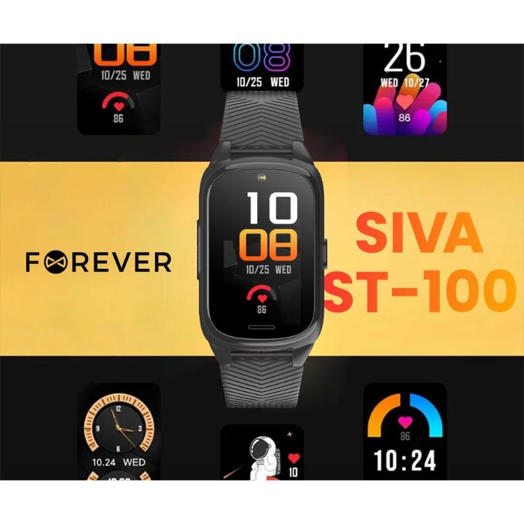 Starostniška / otroška pametna ura Forever Siva ST-100 4G LTE, 1.47'' zaslon, črna