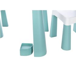 Detajl nog otroške mize in skritega shranjevalnega predala pri FreeON mizi.