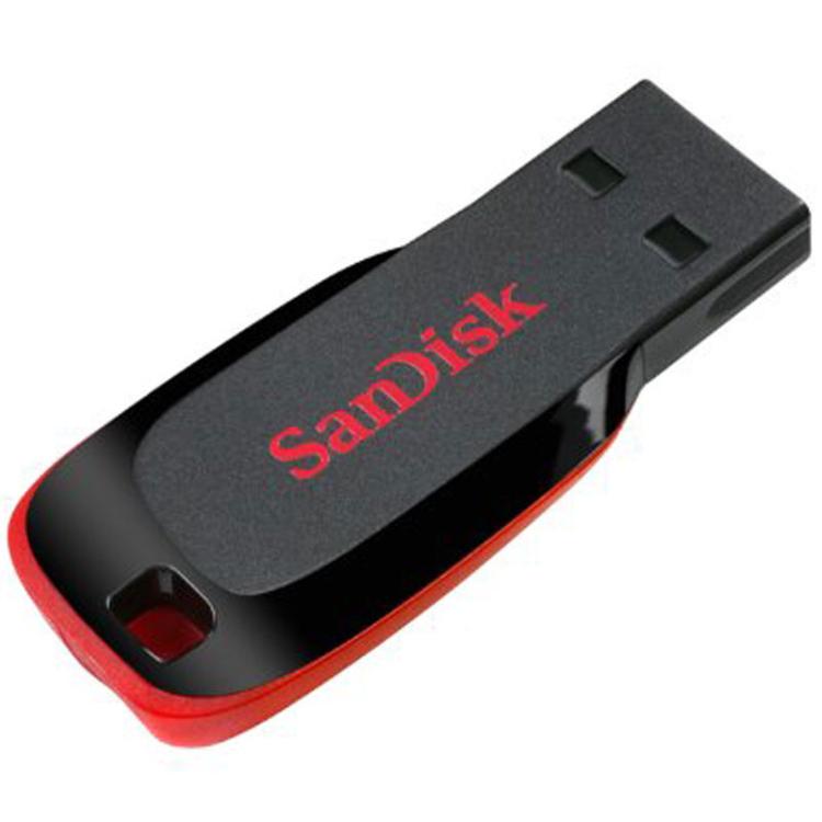 Kompaktni USB ključek SanDisk Cruzer Blade v značilni črno-rdeči izvedbi združuje zanesljivost, enostavno uporabo in prenosno shranjevanje podatkov v elegantnem ohišju.