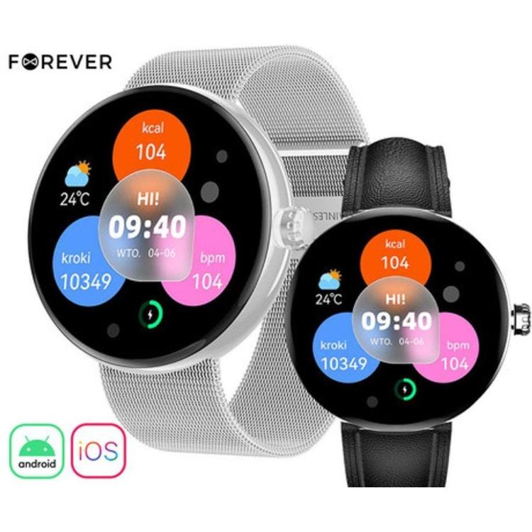 Pametna ura Forever ForeVive 5 SB-365, 1.3" AMOLED zaslon, IP68, srebrna 