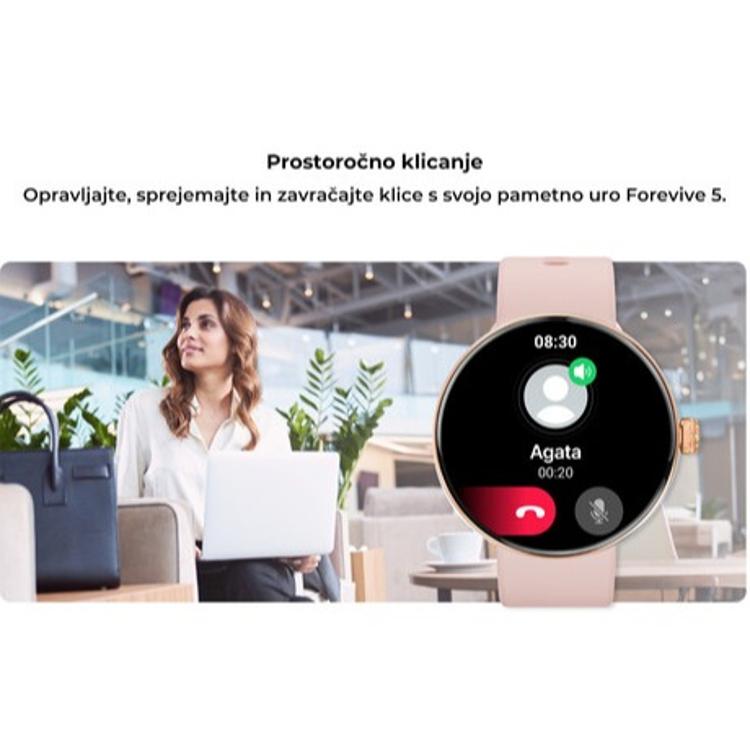 Pametna ura Forever ForeVive 5 SB-365, 1.3" AMOLED zaslon, IP68, srebrna 