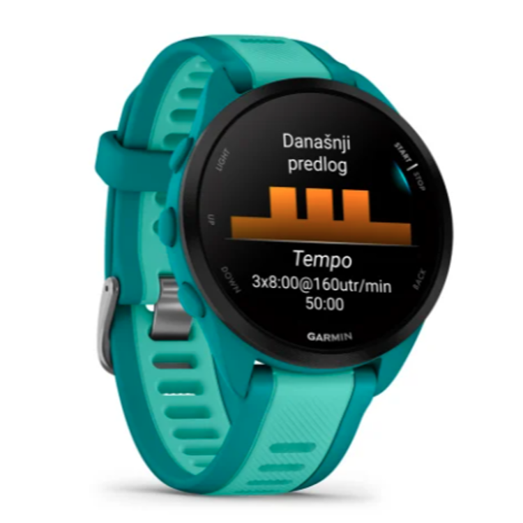 Pametna ura Garmin Forerunner 165 Music, turkizen/zelenkasto moder