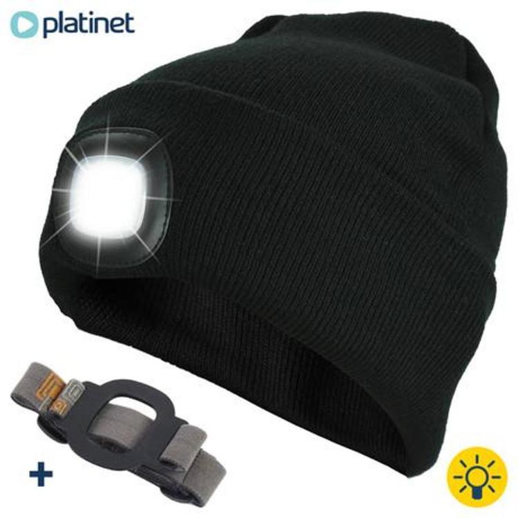Kapa PLATINET z LED lučko + naglavni trak, Unisex, črna_1