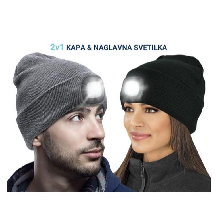 Kapa PLATINET z LED lučko + naglavni trak, Unisex, črna_5