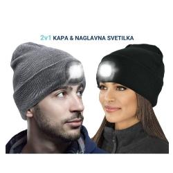 Kapa PLATINET z LED lučko + naglavni trak, Unisex, črna_5