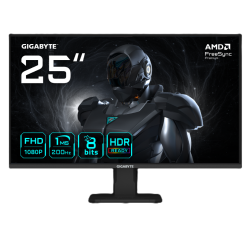 Sprednji pogled na 25‑palčni monitor z oznakami FHD, 200 Hz, 1 ms in HDR Ready.